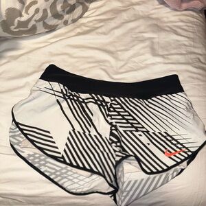 Nike Black and White Athletic Shorts with Geometric Design